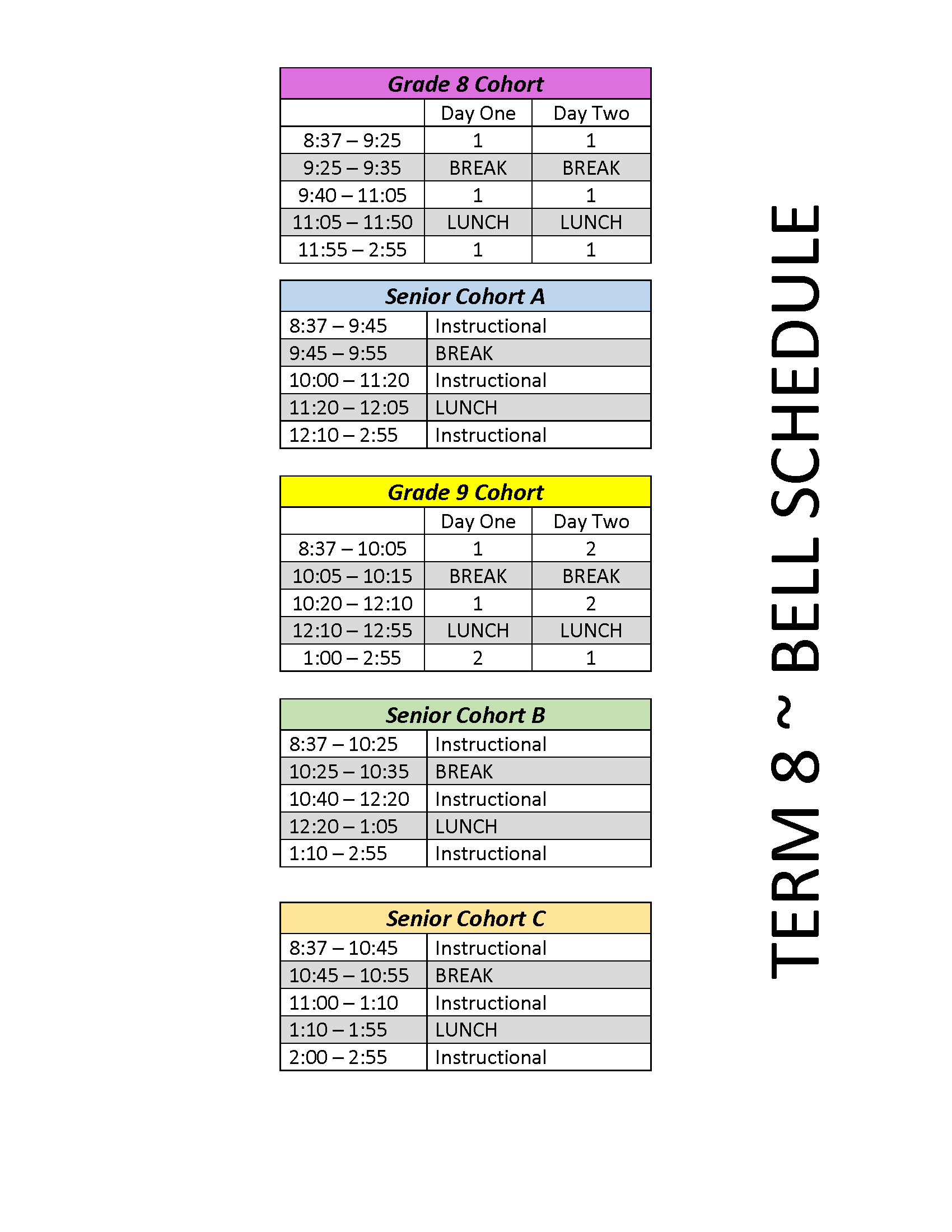 Schedules – Merritt Secondary School